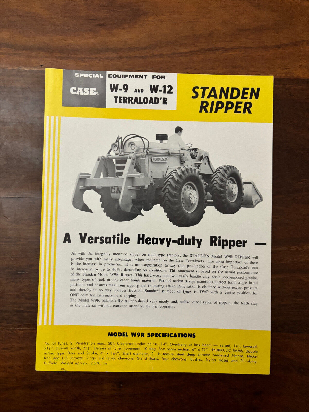 Case Standen Ripper W-9 W-12 Terraload'r Sales brochure
