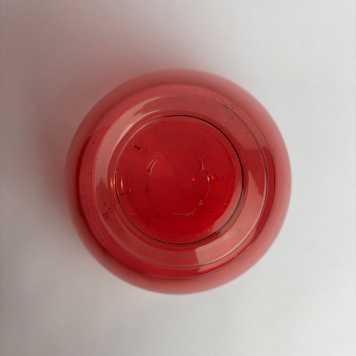 Victorian-Style Cranberry Glass Pedestal Bowl | Vintage Art Glass | 12cm