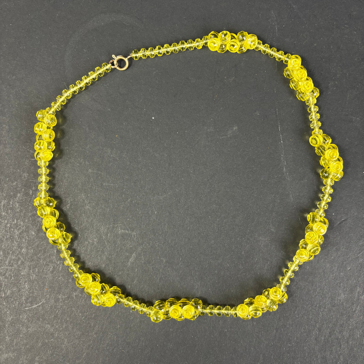 Vintage Uranium Glass Beaded Necklace c.1950s–1970s