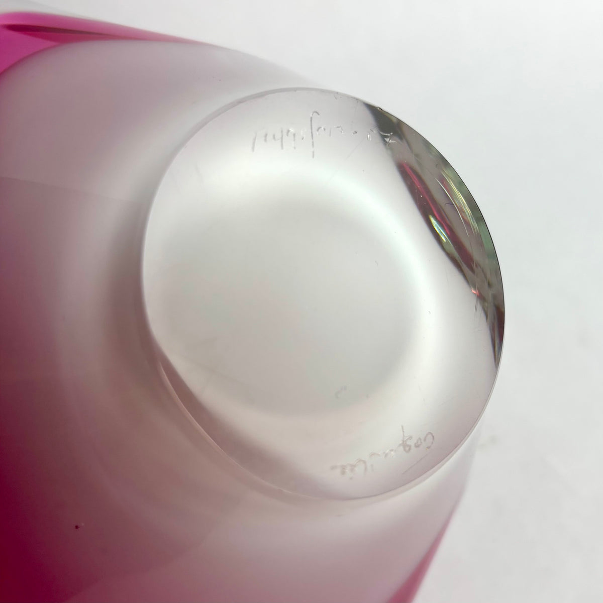 1992 V. Nason & C. Murano Sommerso Glass Basket – Pink