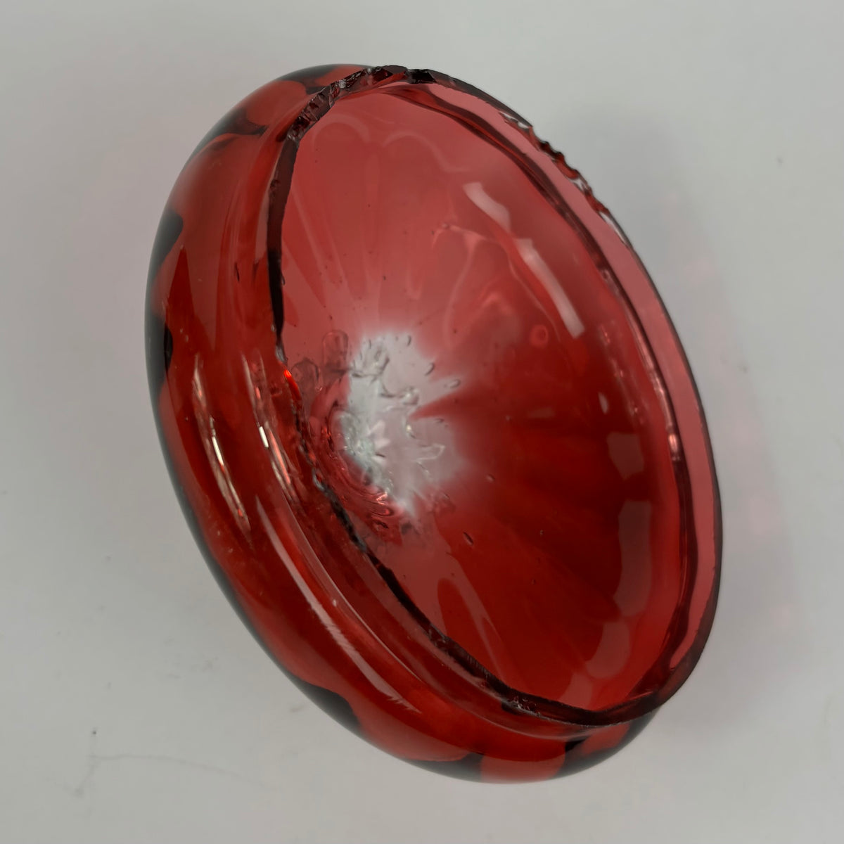 Victorian Cranberry Glass Covered Bonbon Dish c.1880–1900