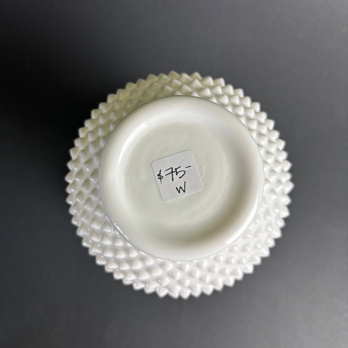 Vintage Hobnail Milk Glass Vase with Ruffled Rim – Fenton Style