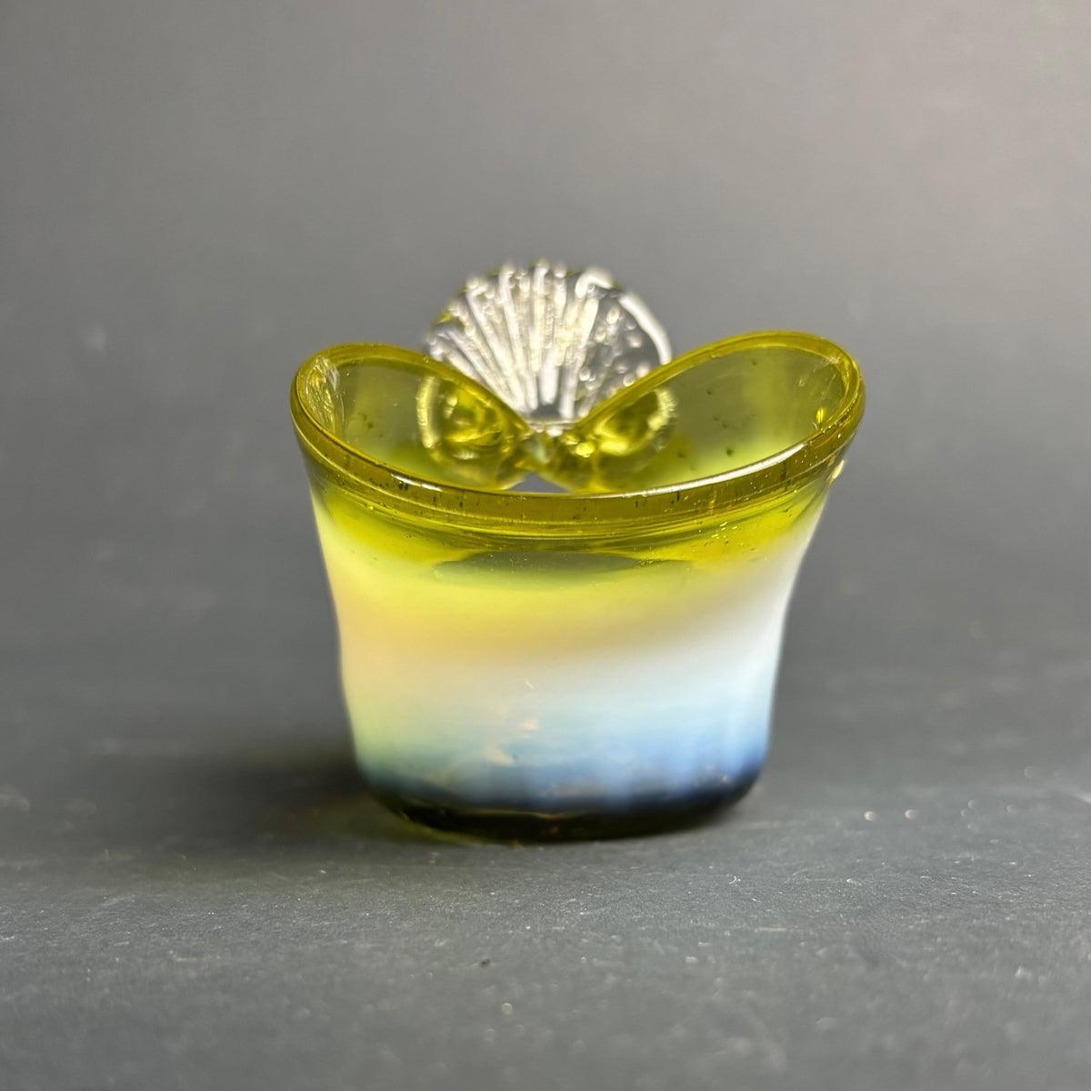 Vintage Green and Opaline Cased Glass Basket – Applied Handle