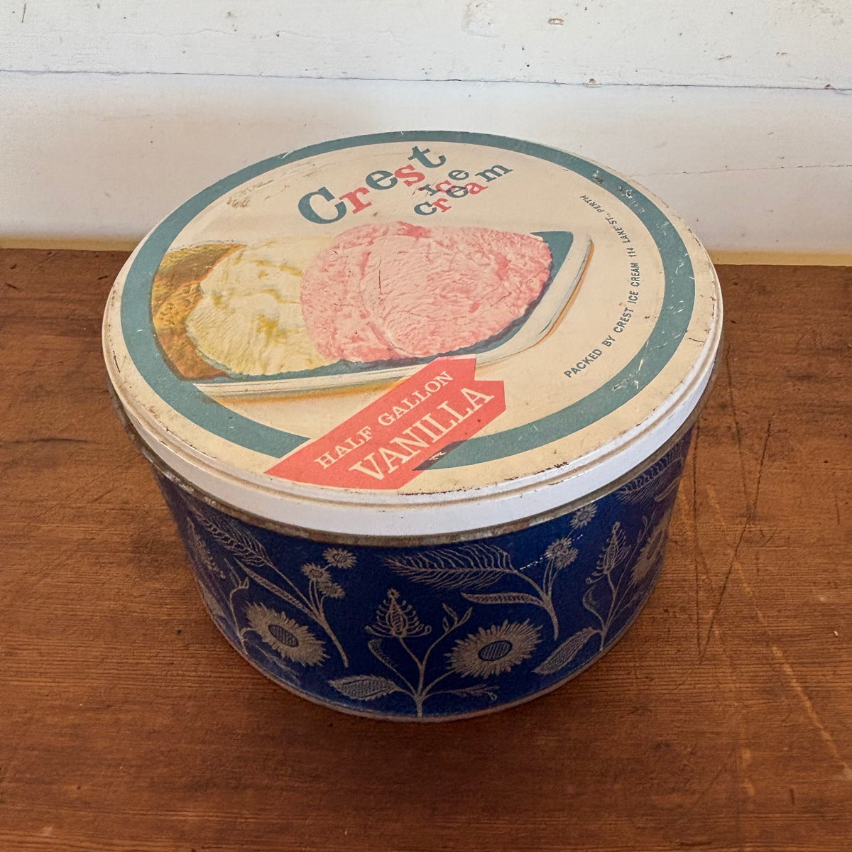 Vintage Crest Ice Cream Tin – Perth, c.1950s