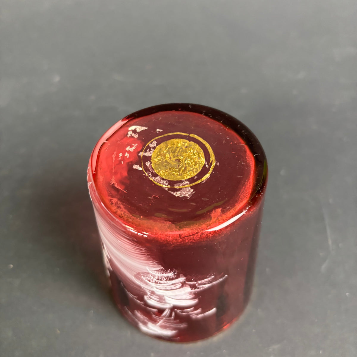 Antique Cranberry Mary Gregory Style Glass Tumbler – Enamel Child Scene c.1880