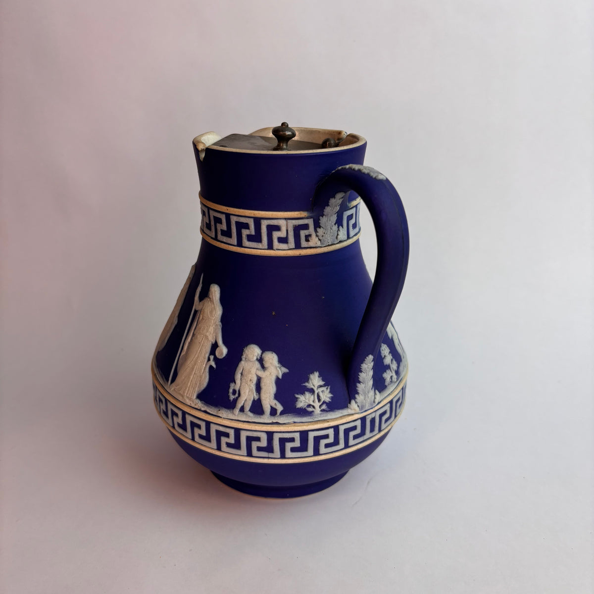 Antique Blue Jasperware Jug with Classical Relief England, c. 1890–1910