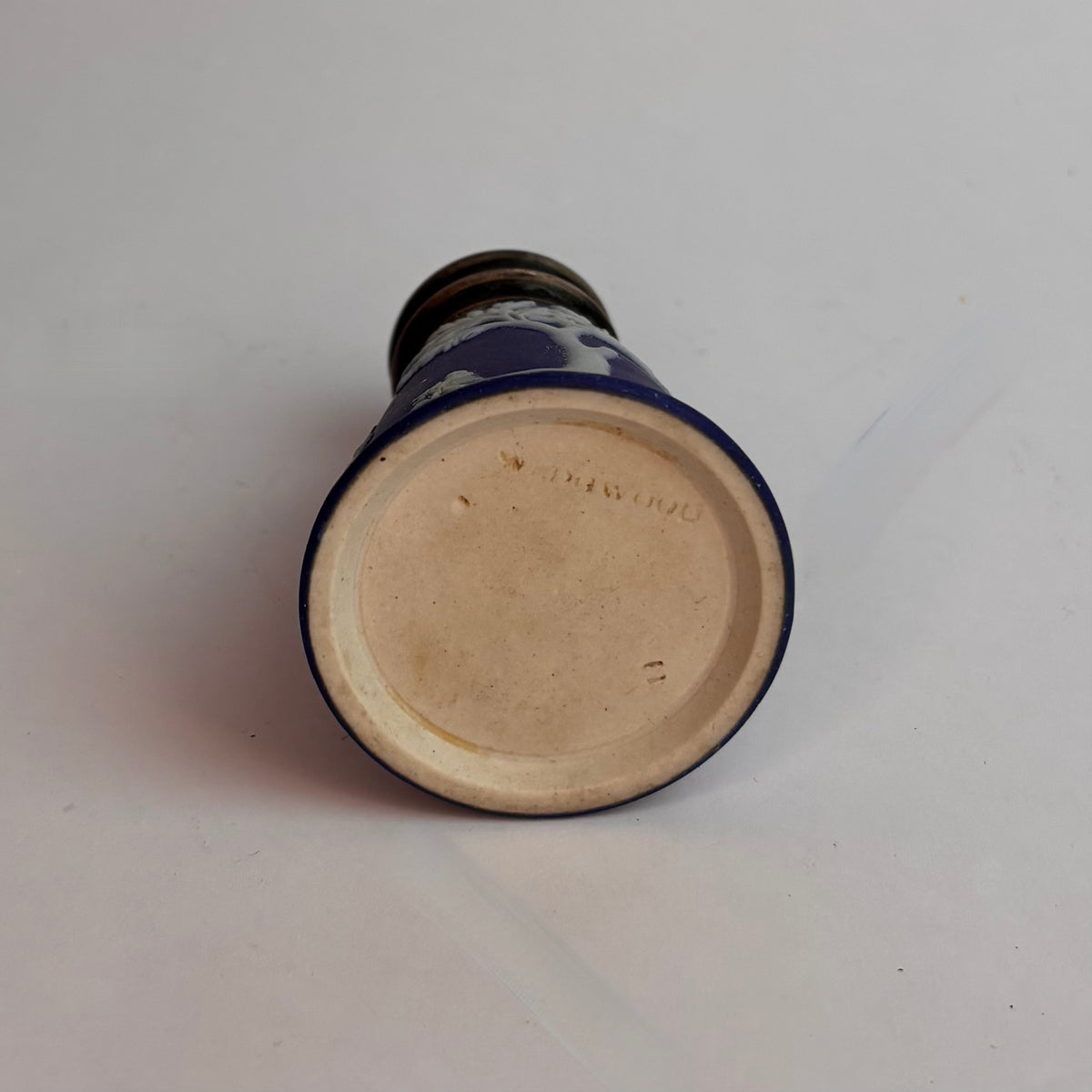 Antique Blue Jasperware Pepper Pot with Pewter Top Wedgwood, England, late 19th – early 20th century