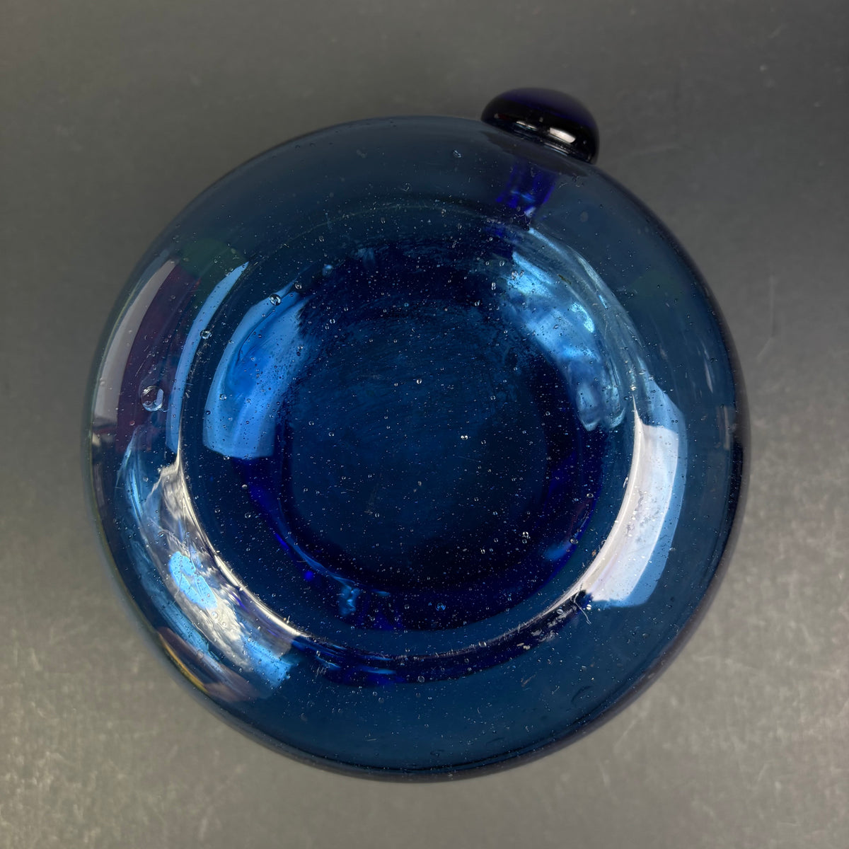 Vintage Cobalt Blue Hand-Blown Art Glass Jug / Vase
