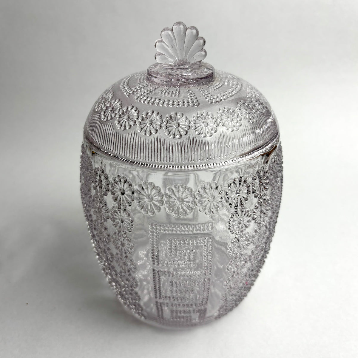 Davidson Amethyst Honey Barrel Daisy Greek Pattern
