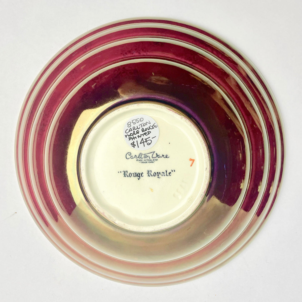 Carlton Ware “Rouge Royale” Bowl – Art Deco Hand-Painted Lustre, 23cm