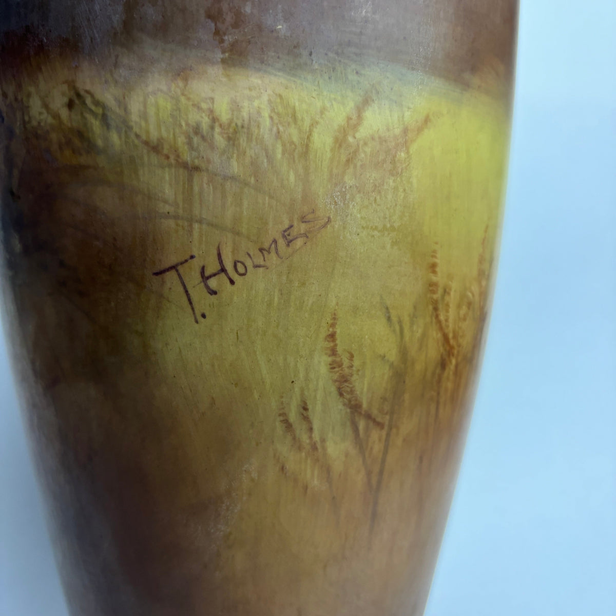 Pair Large Antique Winton Hand Painted Vases – Pheasants – Signed T Holmes – 34cm
