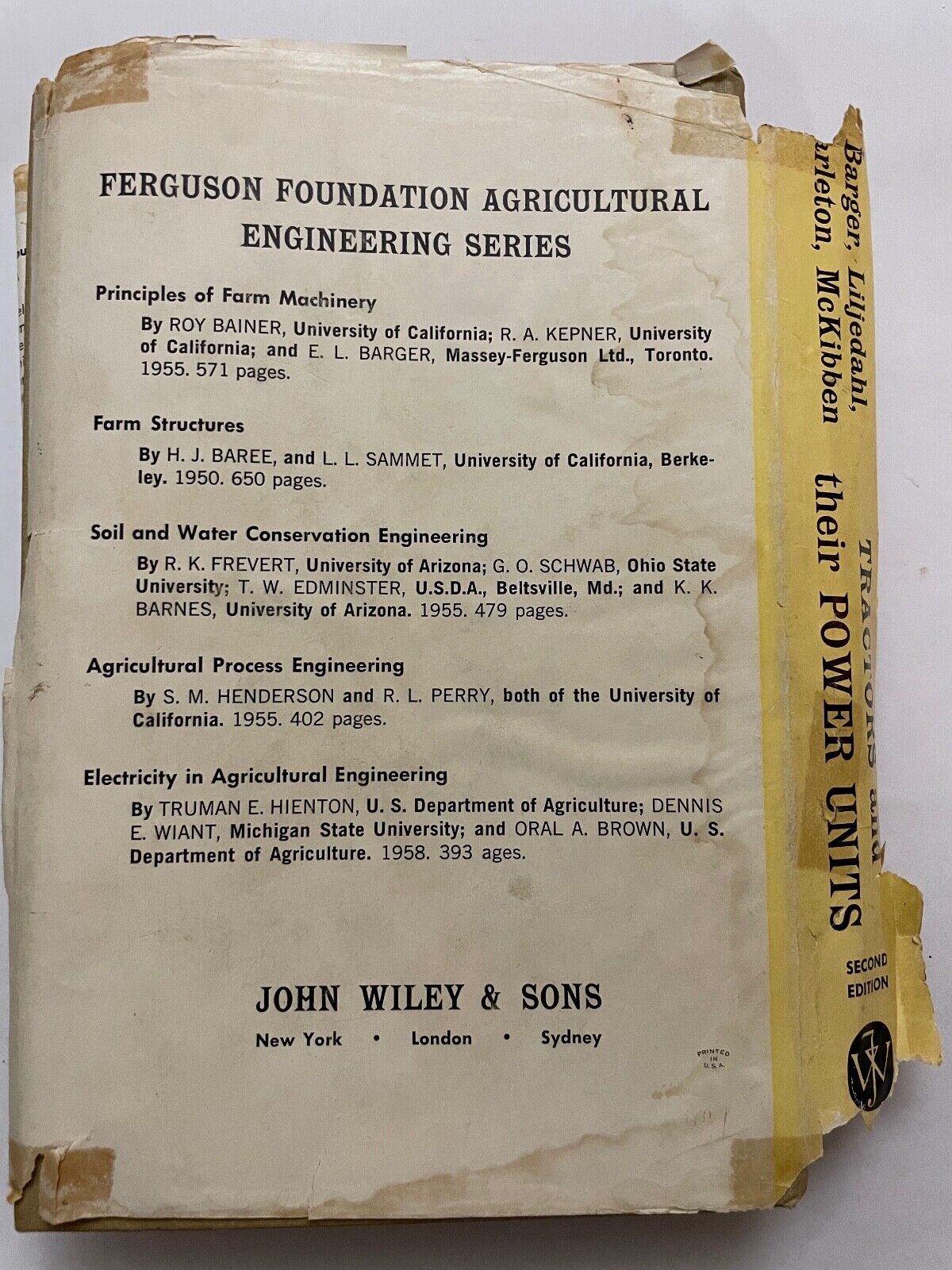 Tractors & Their Power Units by E. L. Barger (Hardcover, 1963)
