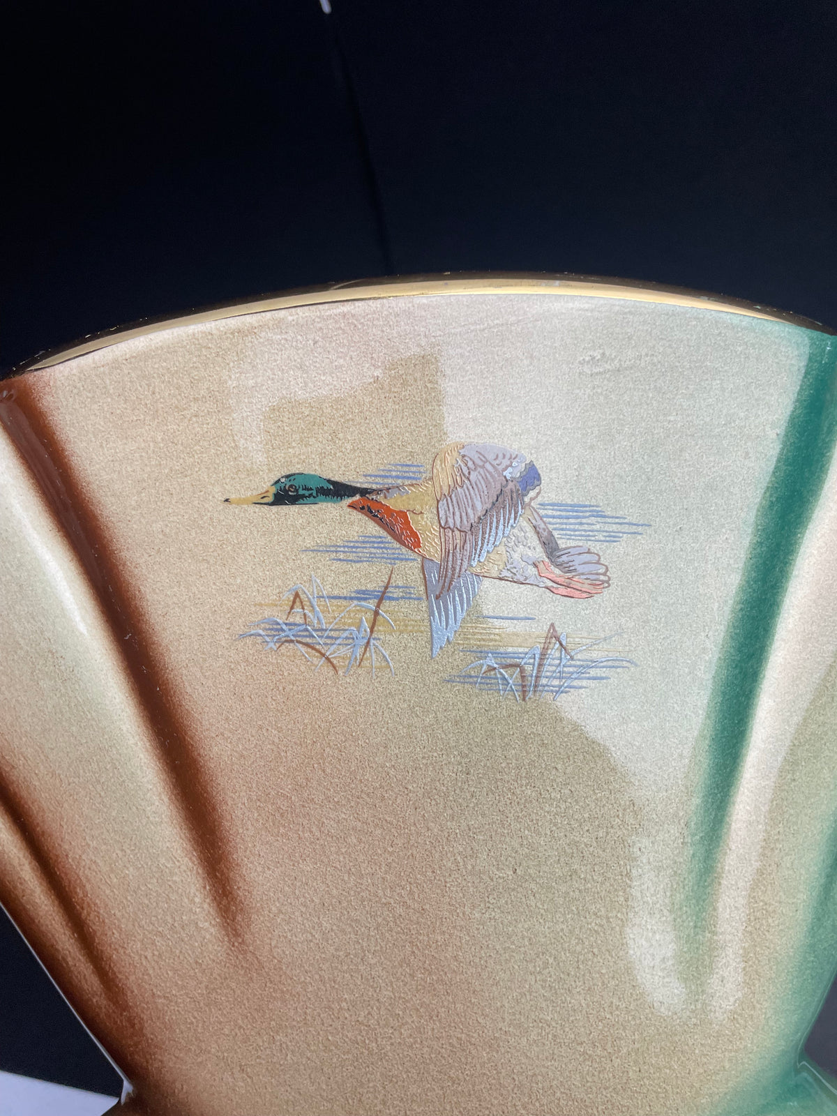 Wembley Ware Fan Vase – Duck Transfer, Large 31.5cm