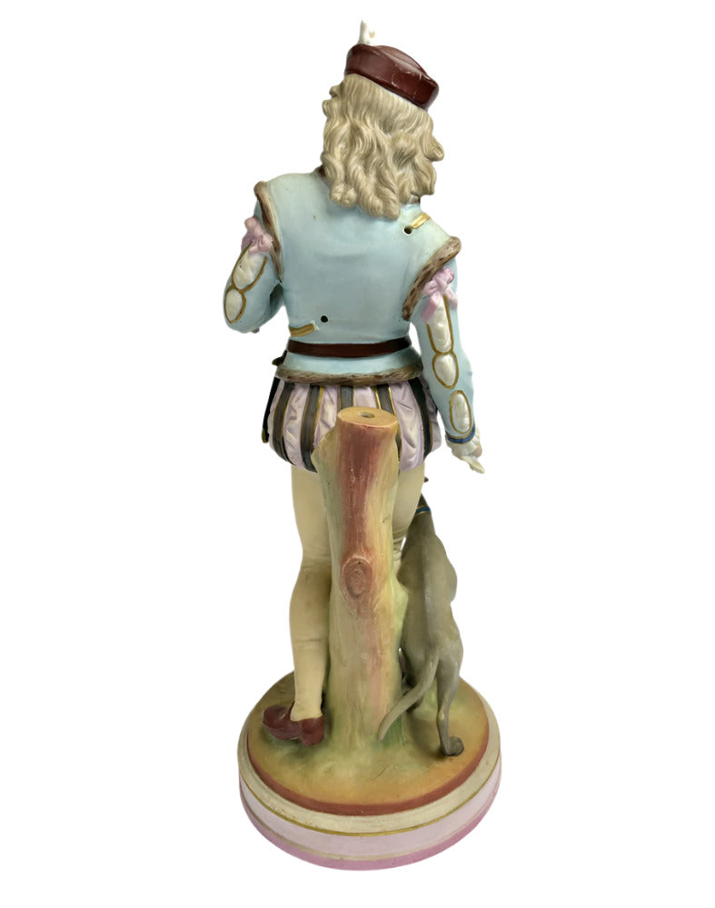 Pair Scheibe-Alsbach Porcelain Figurines with Hound & Fawn – German