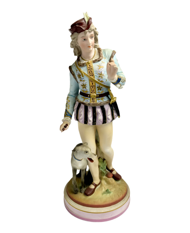 Pair Scheibe-Alsbach Porcelain Figurines with Hound & Fawn – German