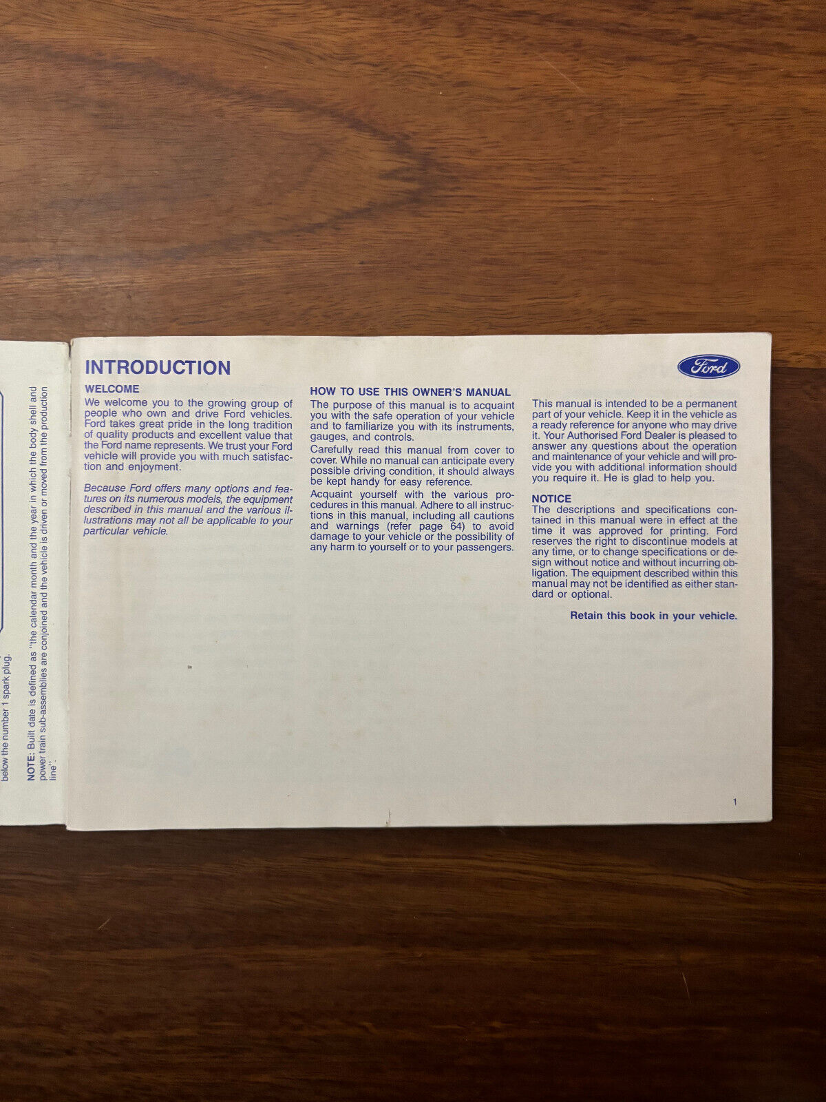 FORD LASER Original Vintage OWNER'S HANDBOOK MANUAL 1985