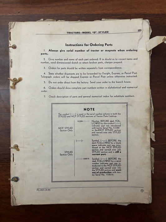 John Deere Tractors Model D manual (pages 153-208)