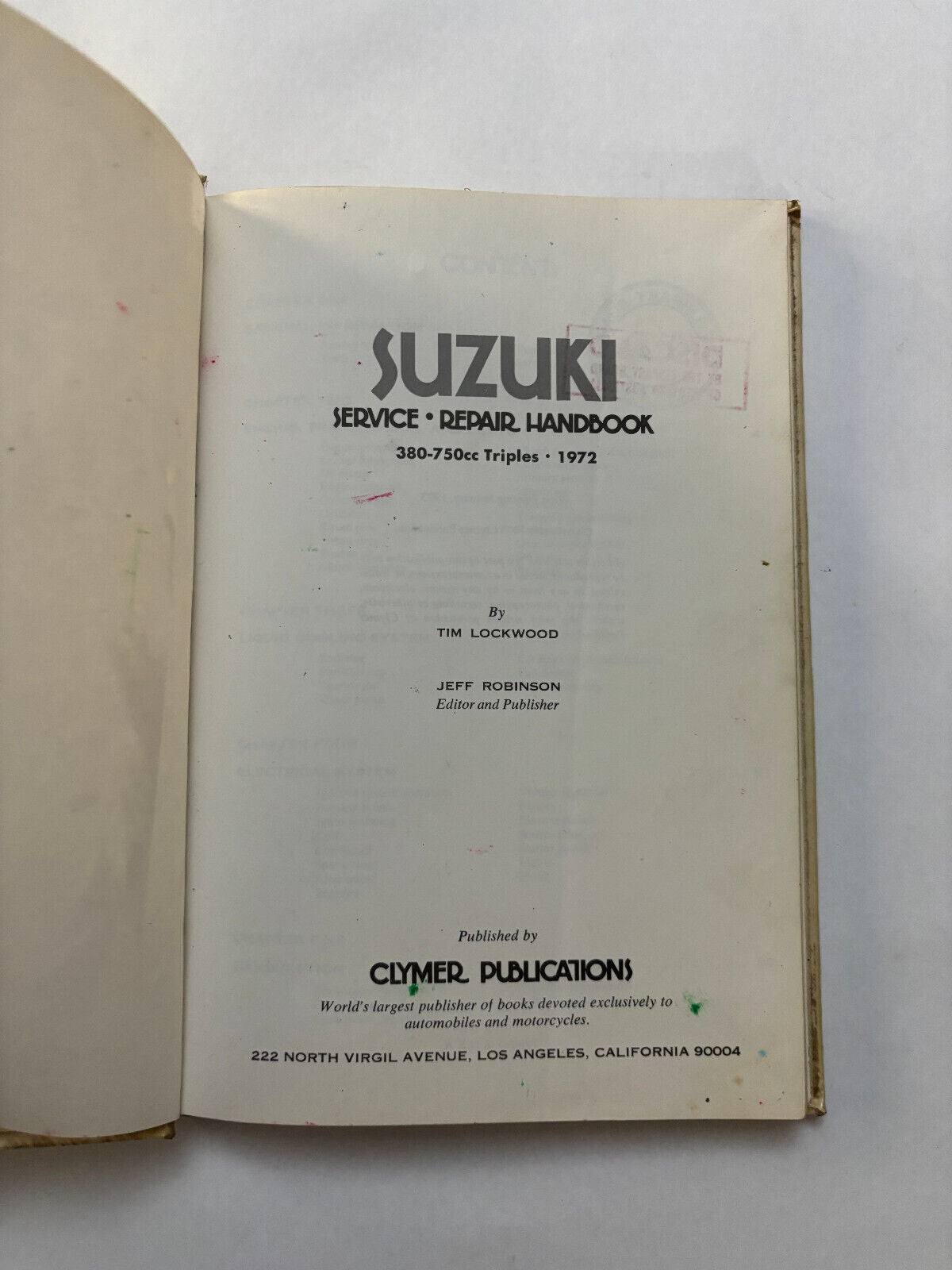 Suzuki 380-750cc Triples 1972-1977 Service Repair Performance Manual Clymer