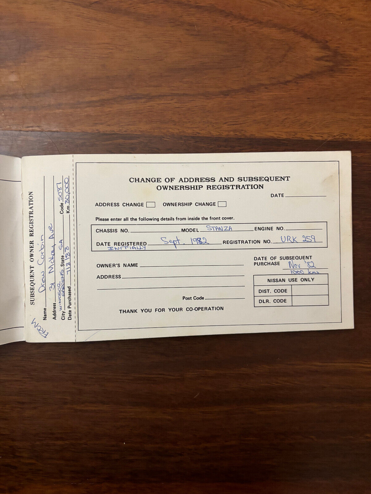 A10 series Datsun Stanza Nissan glove box owners manual