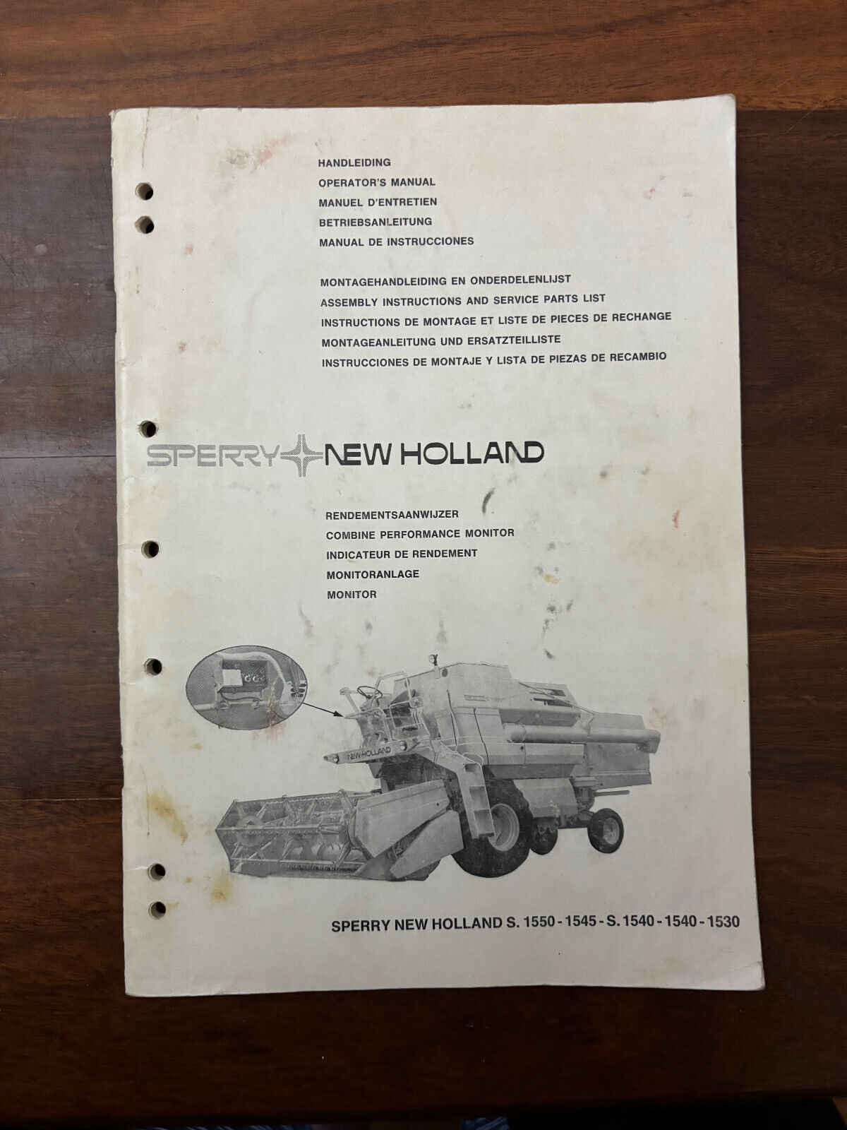 New Holland Combine 1530 1540 1545 S1550 Performance Monitor Operators Manual