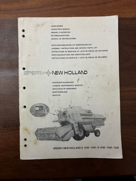New Holland Combine 1530 1540 1545 S1550 Performance Monitor Operators Manual