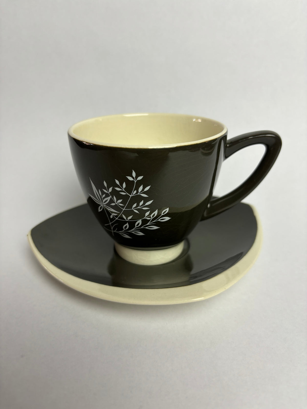 Carlton Ware ‘Boomerang’ Tea Set – Mid Century Australian Design – Charcoal & White