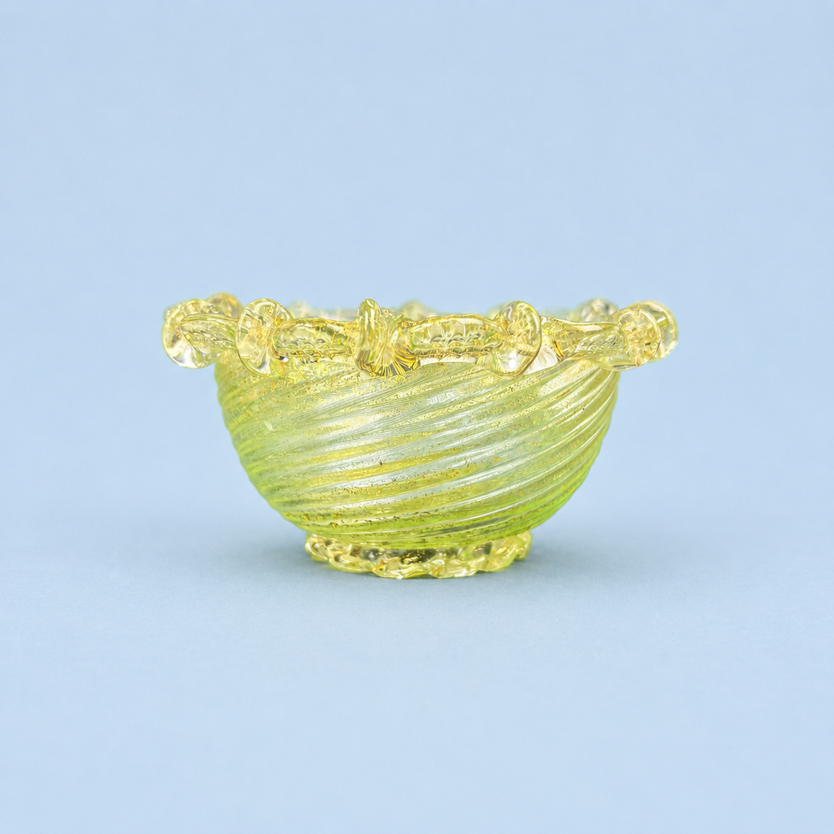 Vintage Murano Zanfirico Filigree Art Glass Bowl – Citron Green – Italy c.1960s