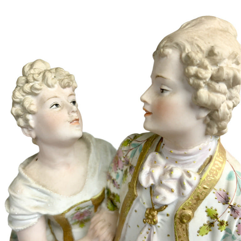 Large Bisque Porcelain Figural Group Couple – French / Dresden Style c1900