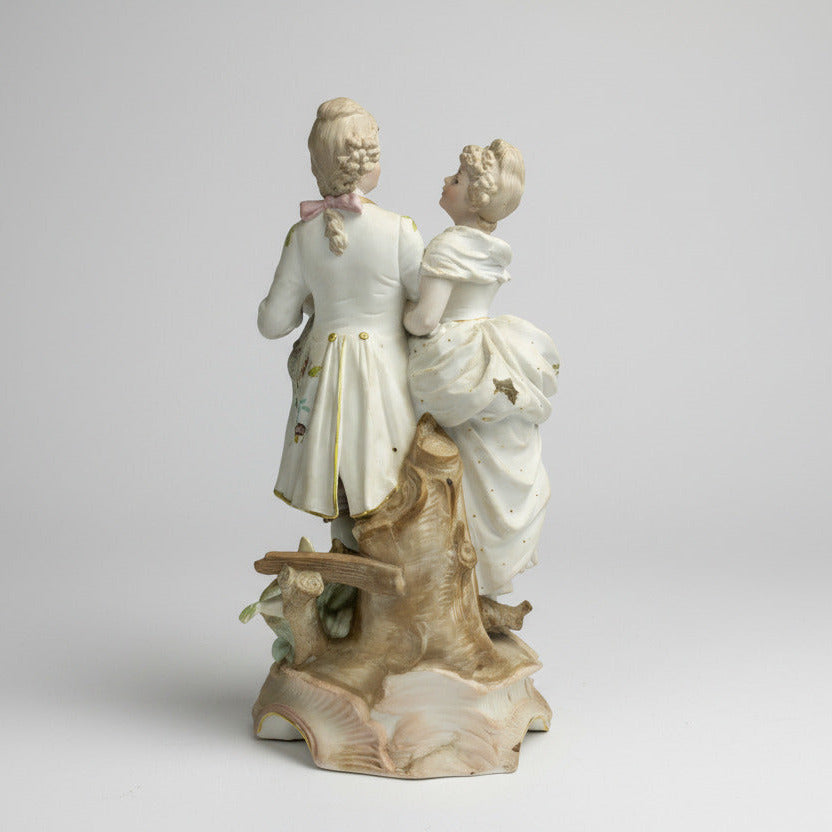 Large Bisque Porcelain Figural Group Couple – French / Dresden Style c1900