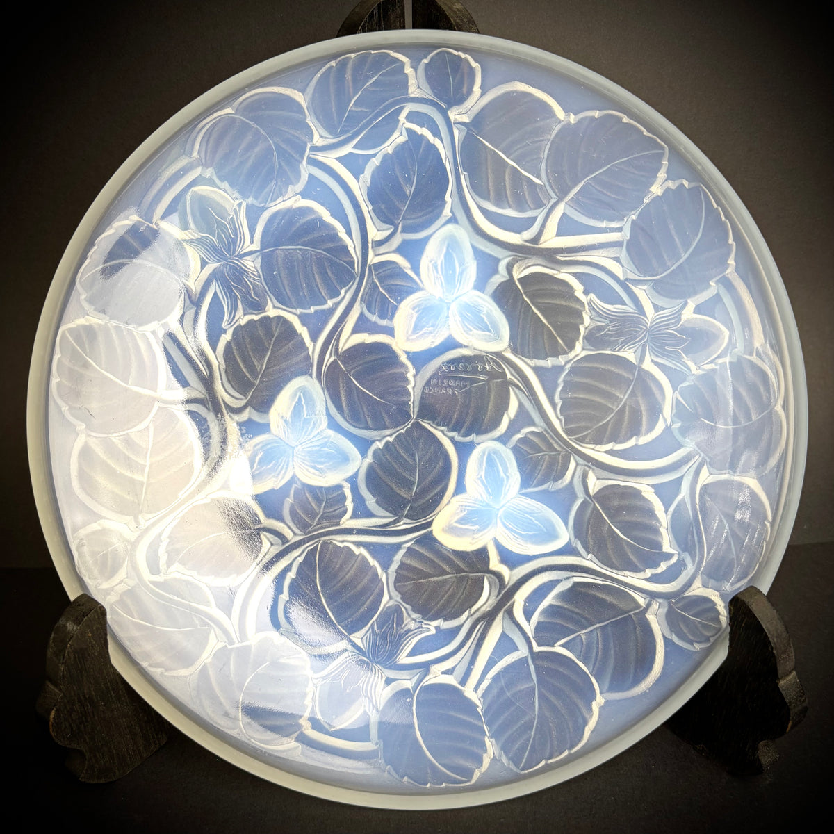 Art Deco Opalescent Glass Bowl ‘Hazelnut & Leaf’ Motif c1930s
