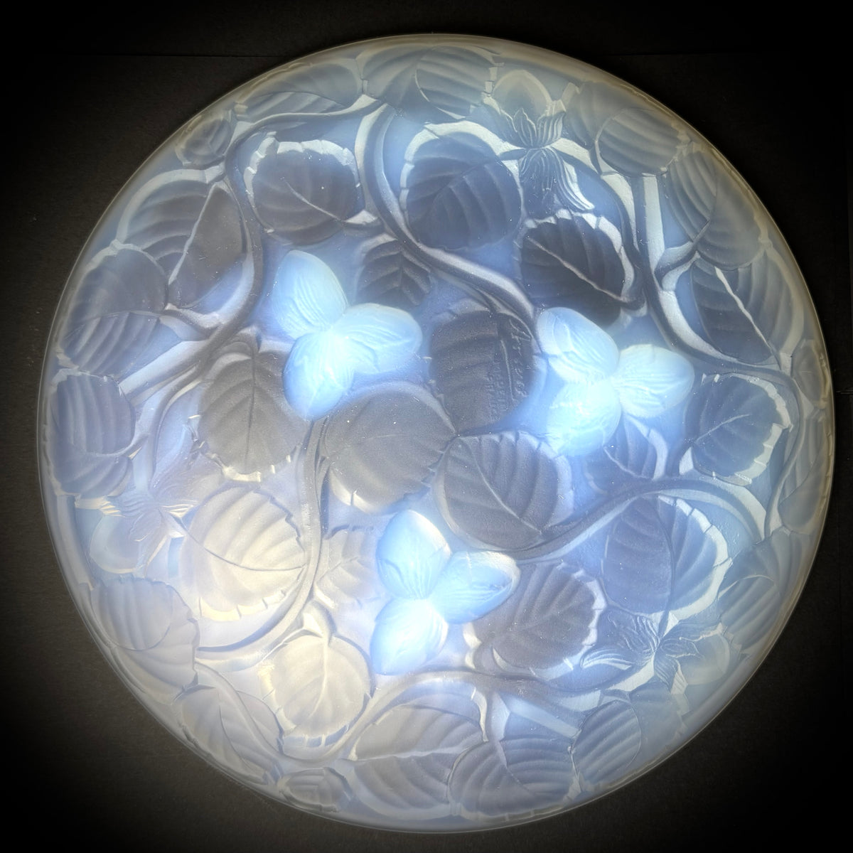 Art Deco Opalescent Glass Bowl ‘Hazelnut & Leaf’ Motif c1930s