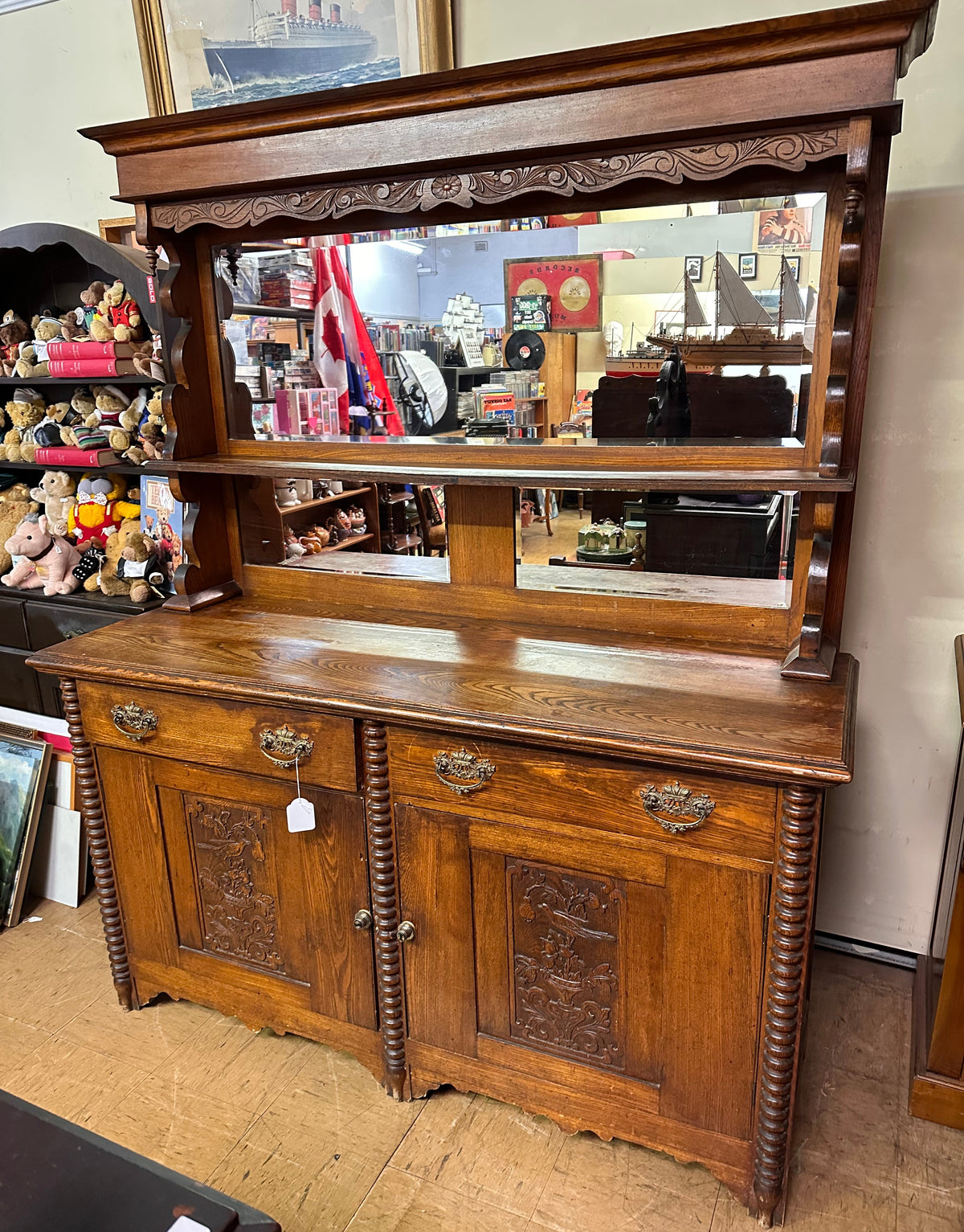 Victorian Oak Sideboard with Light Bulb Handles