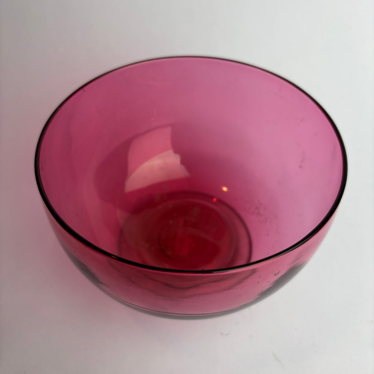 Victorian-Style Cranberry Glass Pedestal Bowl | Vintage Art Glass | 12cm