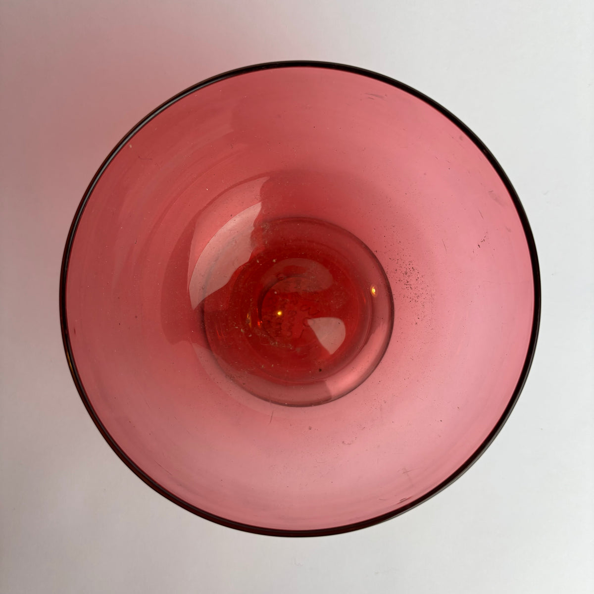 Victorian-Style Cranberry Glass Pedestal Bowl | Vintage Art Glass | 12cm