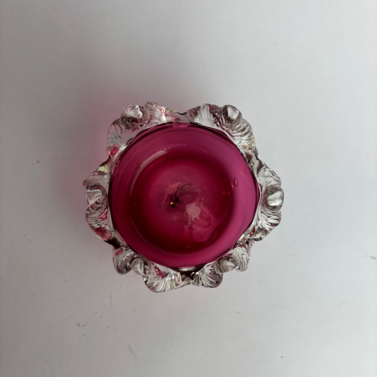 Victorian-Style Cranberry Glass Crown Rim Bowl