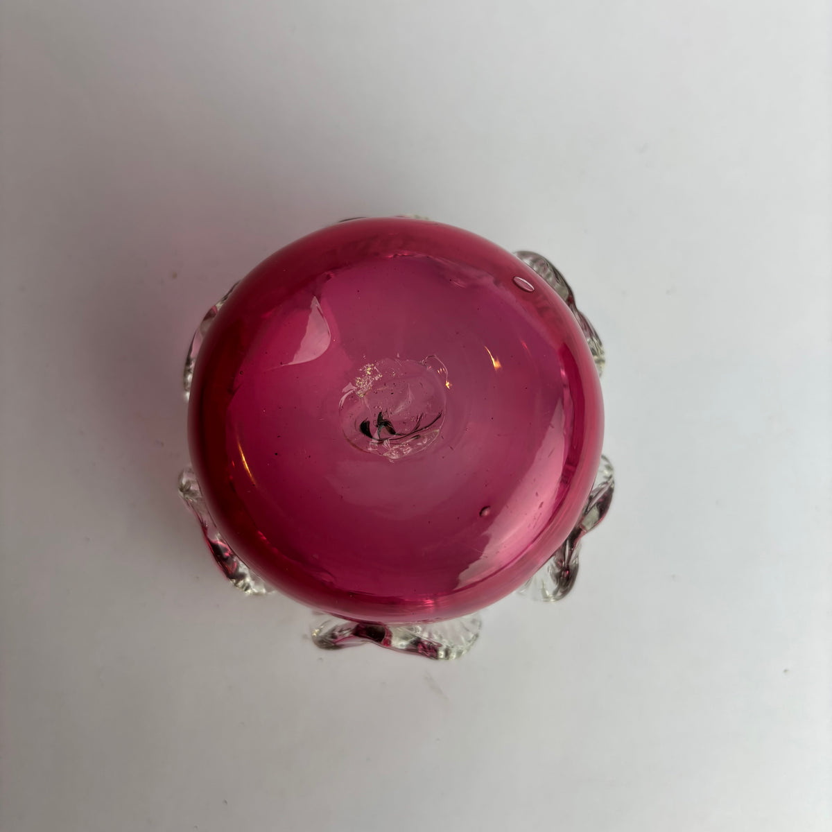 Victorian-Style Cranberry Glass Crown Rim Bowl