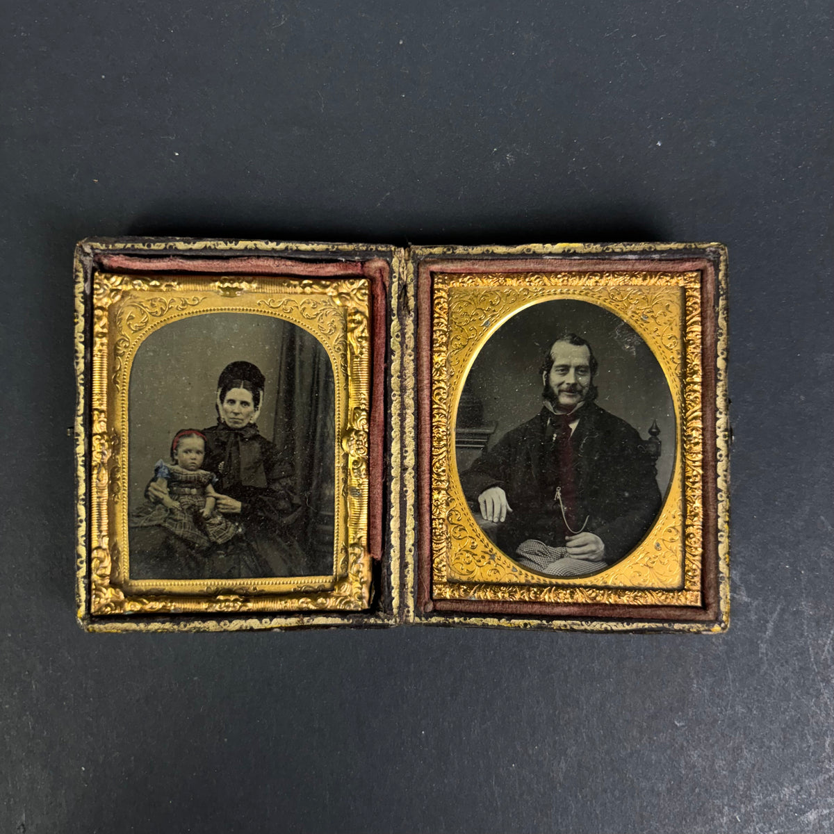 Victorian Double Union Case with Tintypes/Cased Photographs c.1860–1870