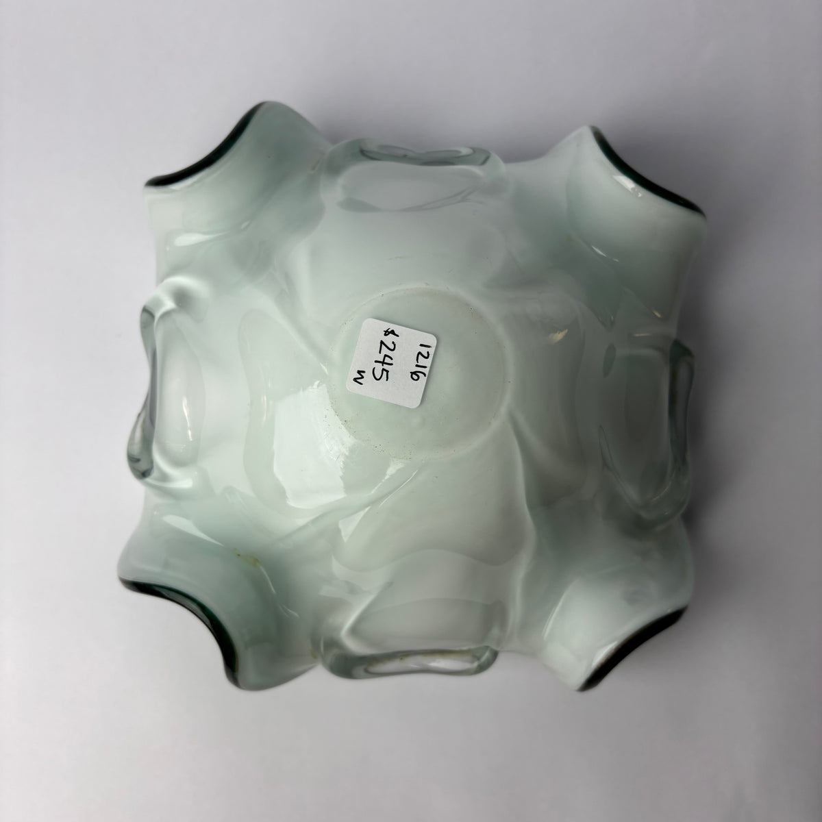 Large Murano Art Glass Centre Bowl with Aventurine – Emerald & Lattimo, c.1970s