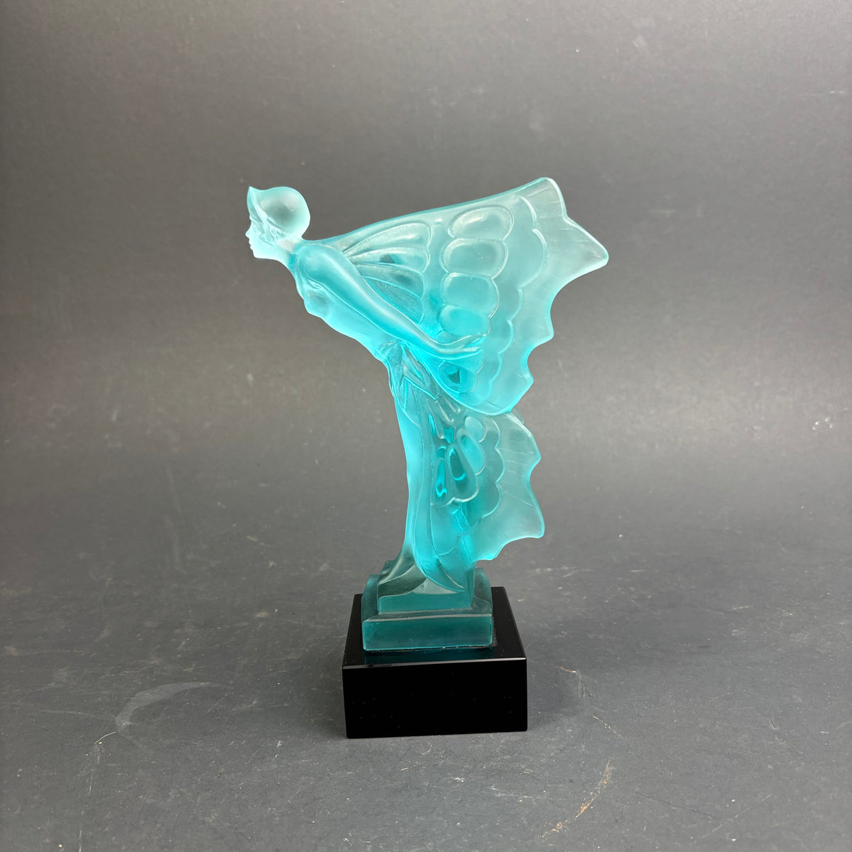 Spirit of Ecstasy Frosted Uranium Glass Sculpture