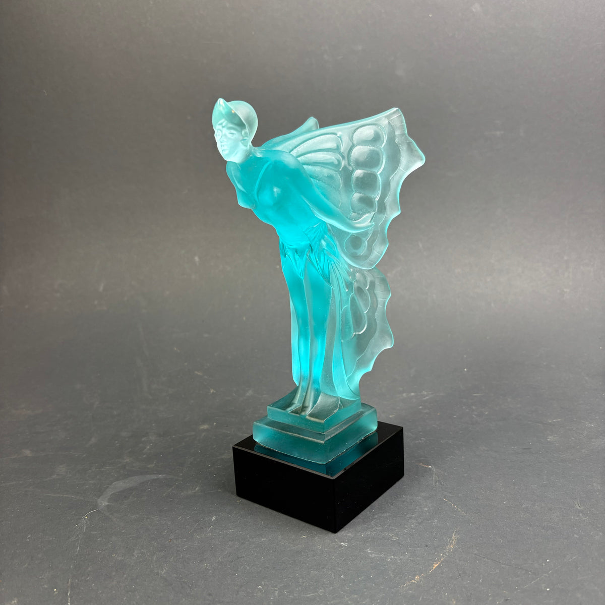 Spirit of Ecstasy Frosted Uranium Glass Sculpture