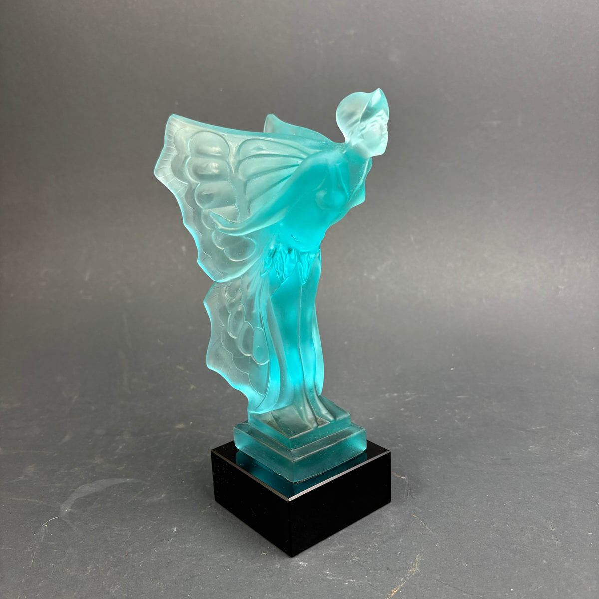 Spirit of Ecstasy Frosted Uranium Glass Sculpture