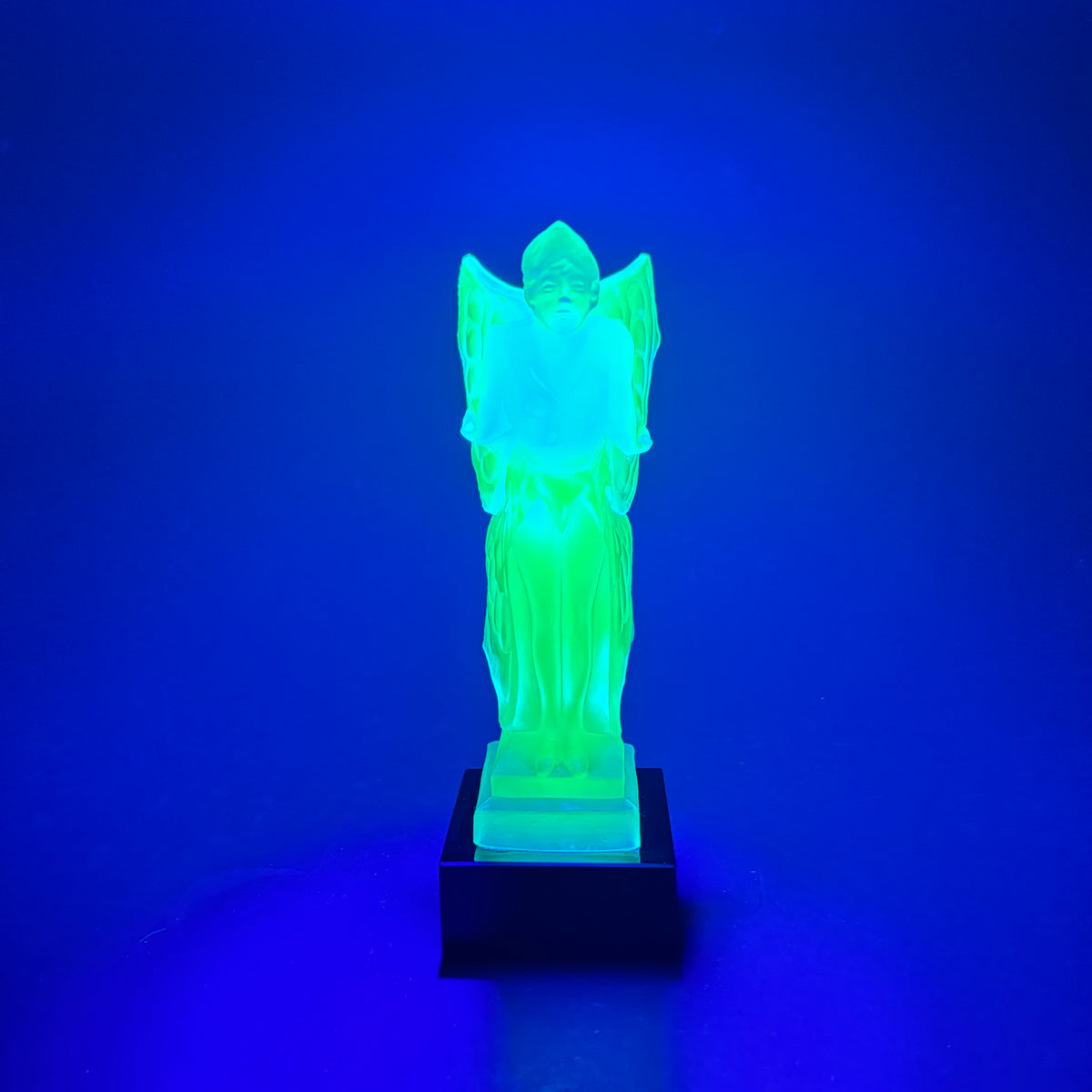 Spirit of Ecstasy Frosted Uranium Glass Sculpture
