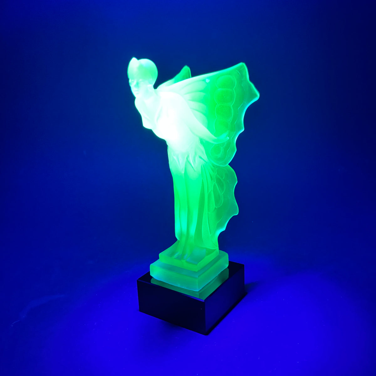 Spirit of Ecstasy Frosted Uranium Glass Sculpture