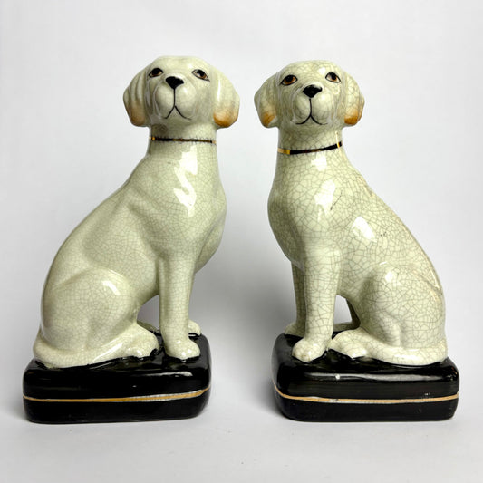 Pair of Crackle Glaze Dog Figurines