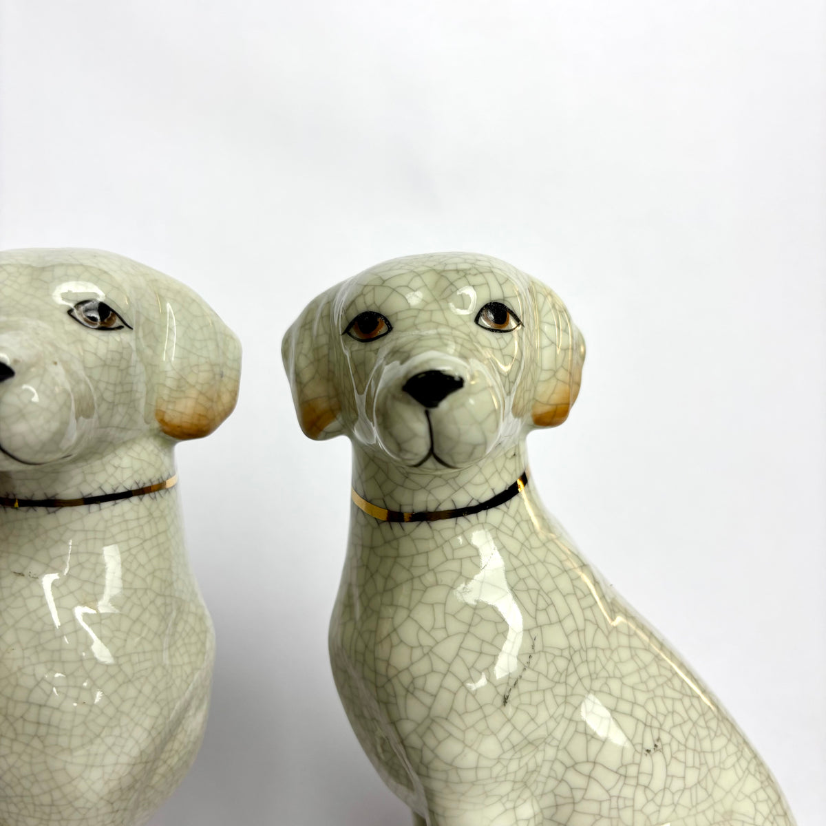 Pair of Crackle Glaze Dog Figurines