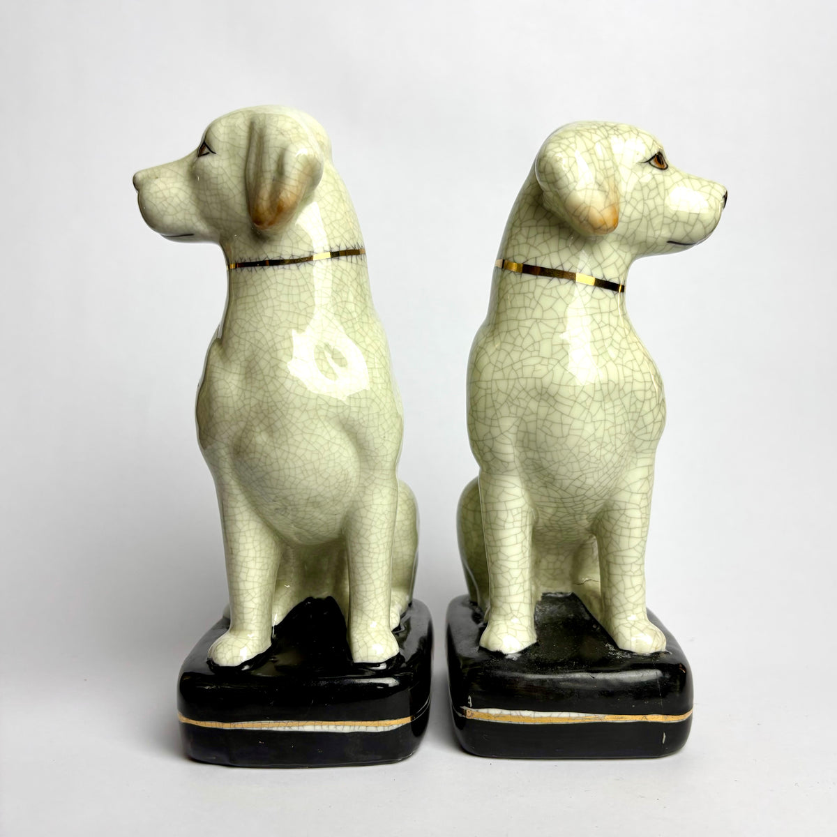 Pair of Crackle Glaze Dog Figurines