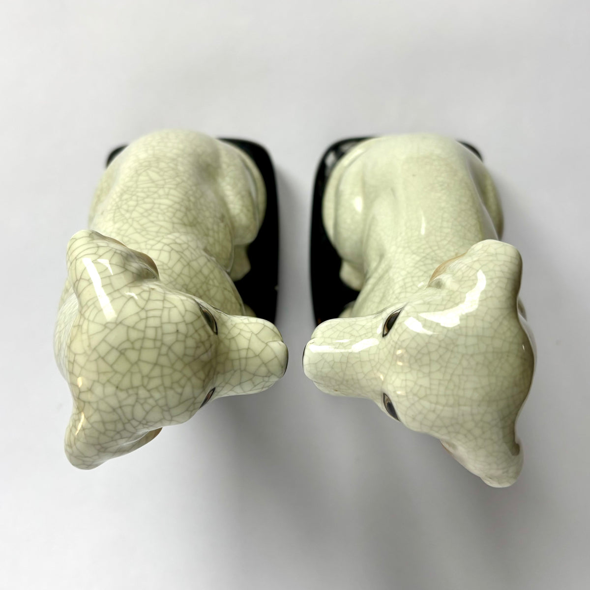 Pair of Crackle Glaze Dog Figurines