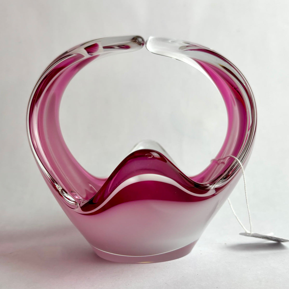 1992 V. Nason & C. Murano Sommerso Glass Basket – Pink