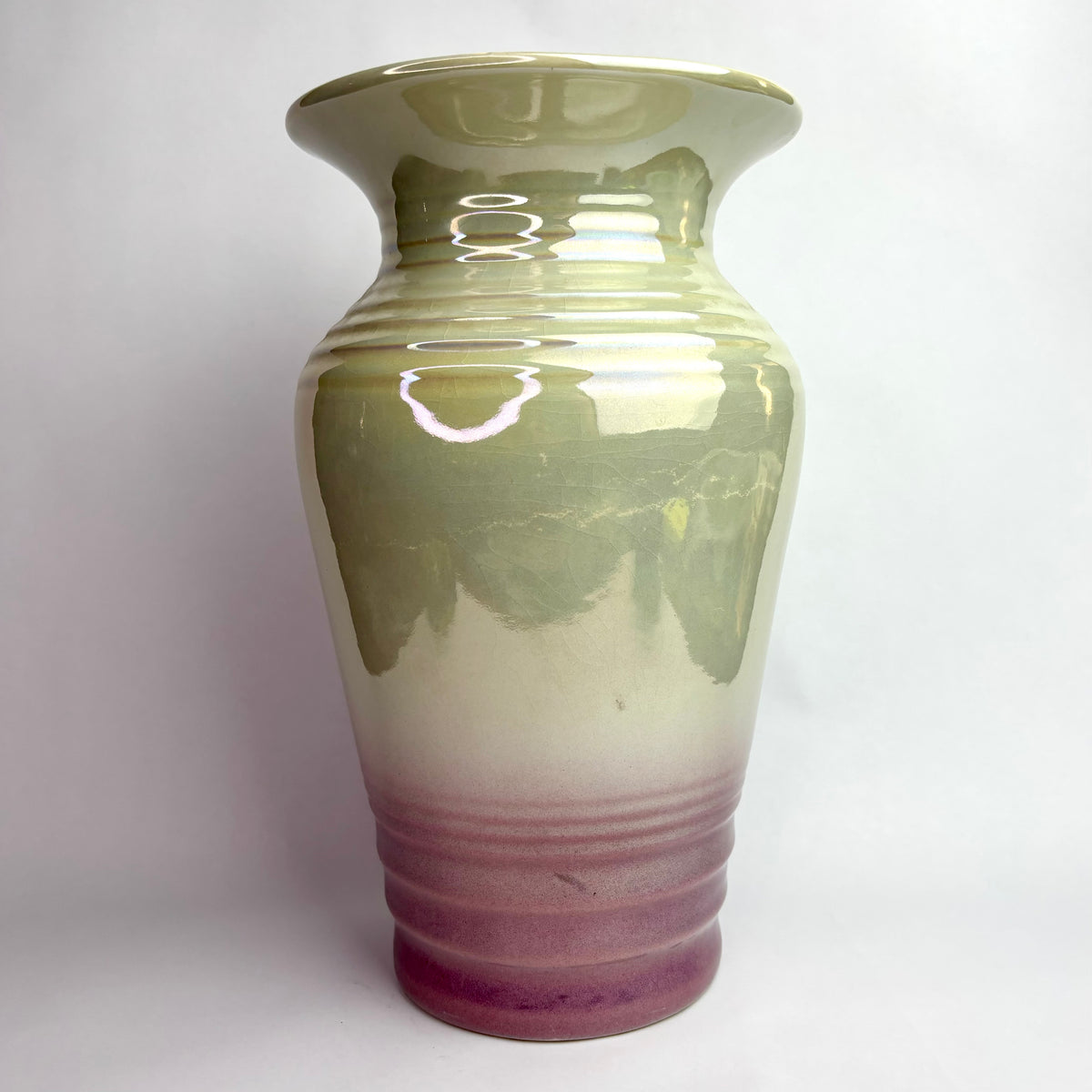 Wembley Ware Lustre Vase – 28cm – Celadon & Mauve – Western Australia