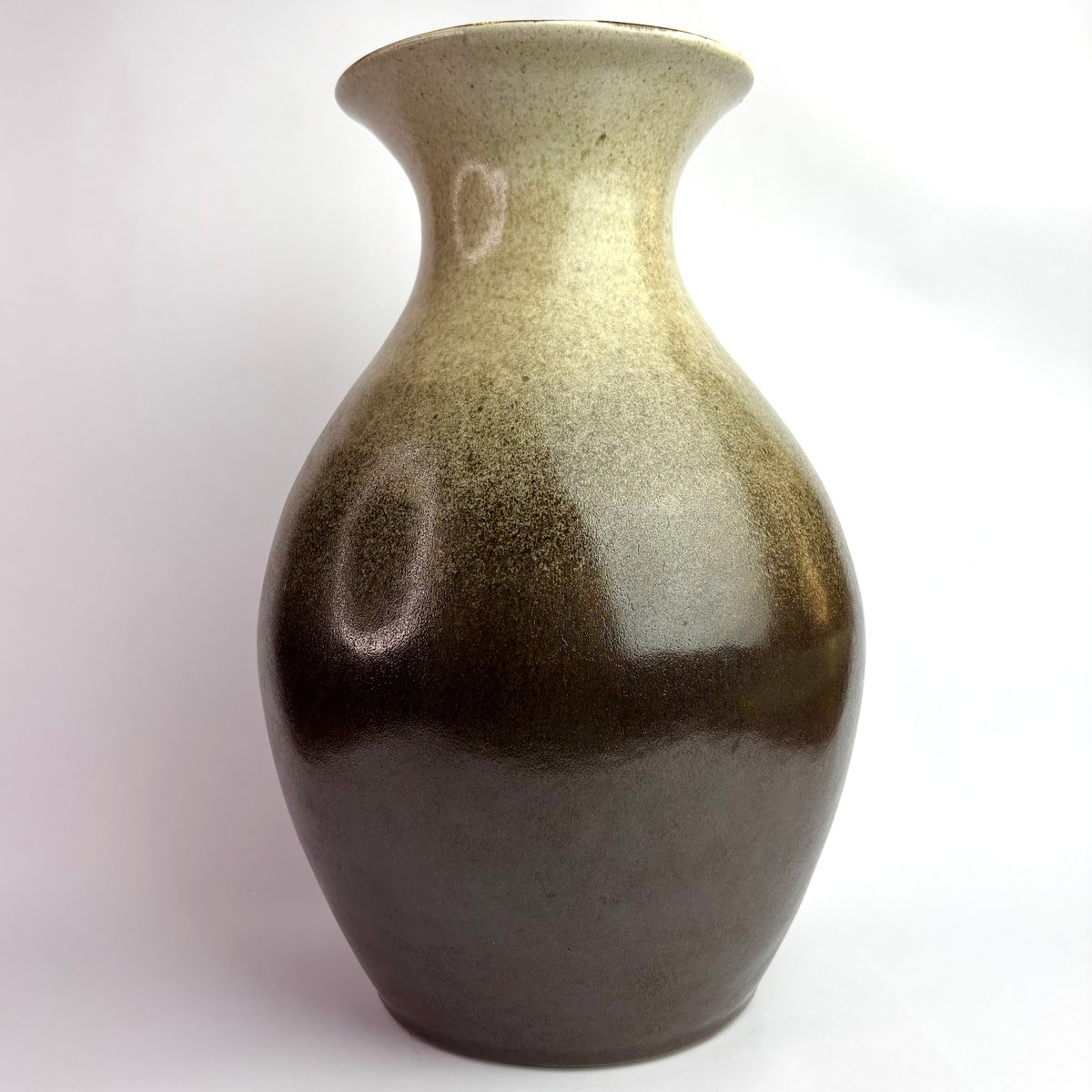 Höf Pottery Large Bottle Vase – 33cm – Olive & Chocolate – Western Australia Studio Ceramic